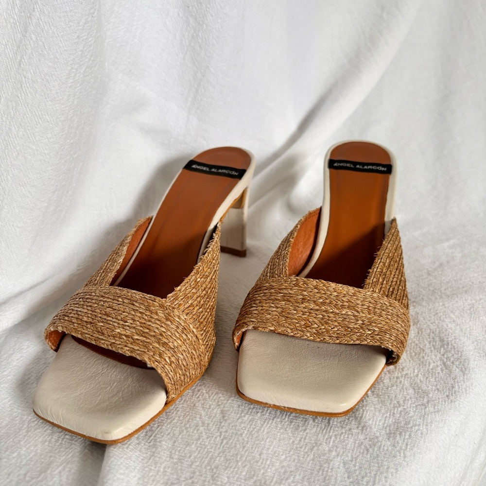 Woven Tan Mules by Angel Alarcon